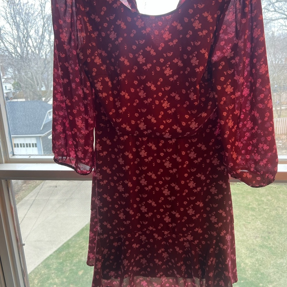 Elegant Floral Red Dress